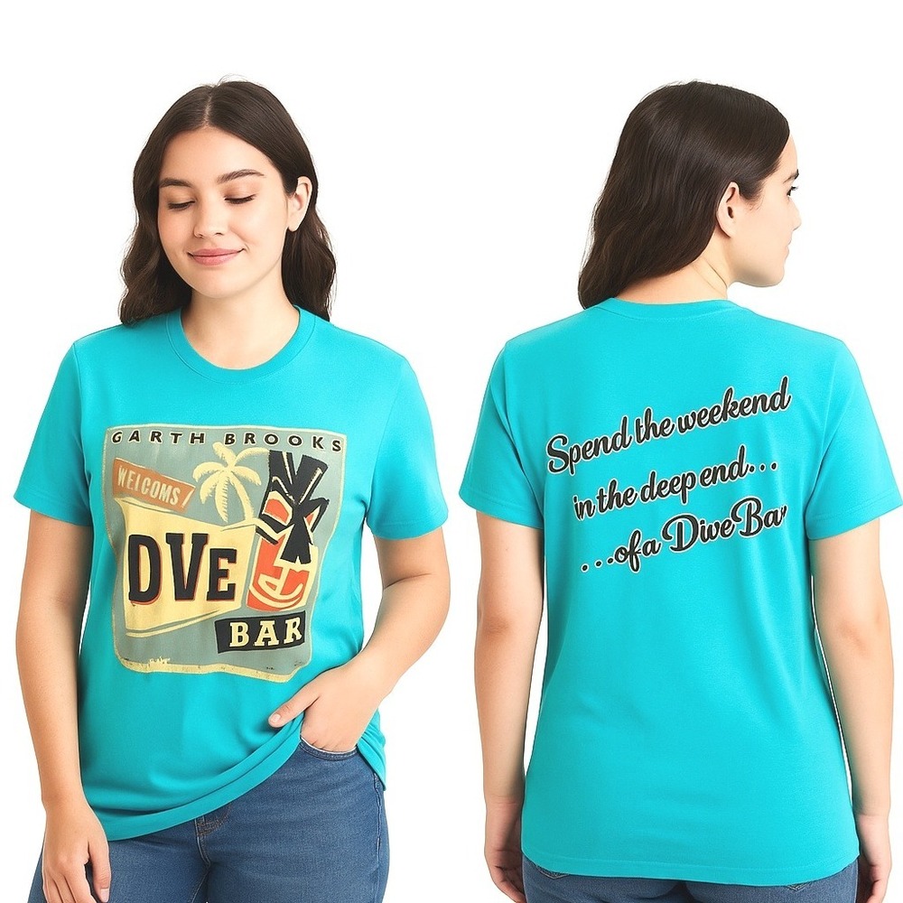 Bella‎ + Canvas T-Shirt Size Small Heather Sea Green Garth Brooks Dive Bar Band